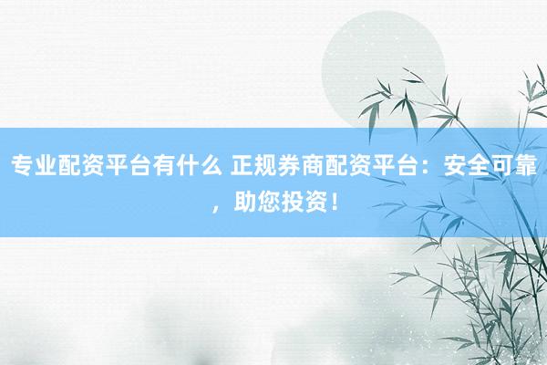 专业配资平台有什么 正规券商配资平台:安全可靠,助您投资!